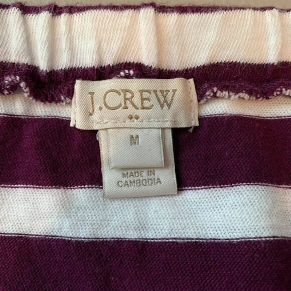 J. Crew Factory Striped Boatneck Half Sleeve Cropped Shirt Purple/White Size M - Picture 4 of 6